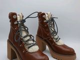 bottes marron pour femme, doublées de fourrure et à lacets