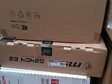 several boxes are stacked on a pallet in a warehouse