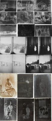 Ensemble de quinze plaques diapositives en verre, représenta…