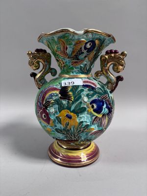 MONACO vase balustre à deux anses dorées stylisée en céramiq…