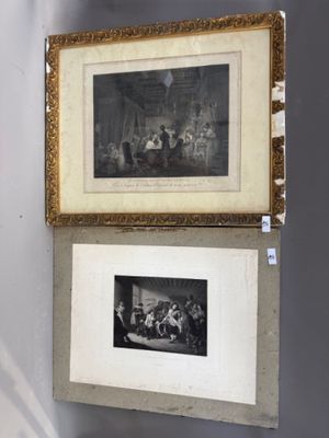 Deux gravures en noir La première d'après LEMONIER