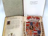 an open book with a picture of a coat of arms and a coat of arms on it