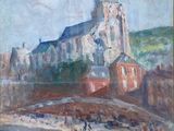 an image of a painting of a castle on a hill