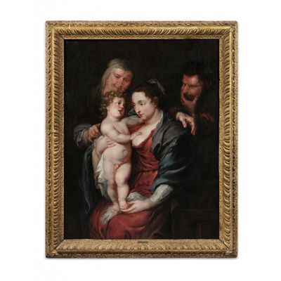 une image représentant un tableau d'une famille avec un bébé