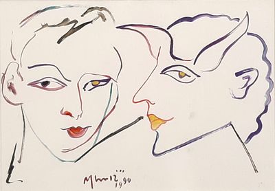 tableau représentant une femme et un homme qui se regardent