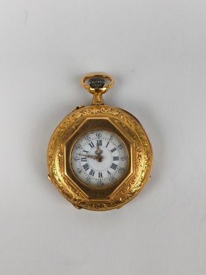 MONTRE DE COL en or rose 750 millièmes, beau décor de frise à l'antiqu - Photo 1