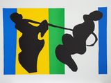 une image représentant un tableau où l'on voit un homme brandissant une raquette de tennis