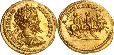 a gold coin with an image of a man riding on a horse