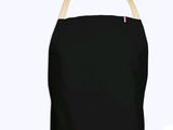 a black apron with a wooden handle on a white background