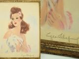 painting of a woman in a white dress and a painting of a woman in a pink dress