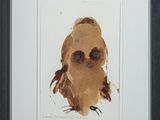 tableau représentant un oiseau brun dans un cadre noir sur fond blanc