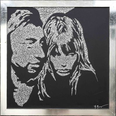a picture of a black and white picture of a man and a woman