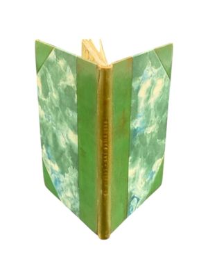 a green book with a picture of a sky and clouds on it