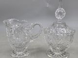 pair of cut glass sugar and creamer