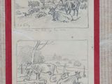 deux dessins représentant un homme et une femme à cheval, réalisés par un homme