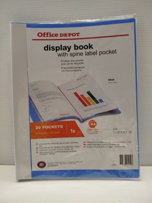 un classeur de présentation Office Depot muni d'une pochette pour étiquette sur le dos