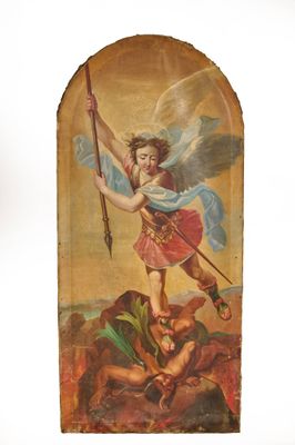 peinture représentant un ange avec un arc et une flèche sur un mur