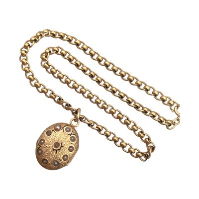 COLLIER or avec pendentif porte photo usures à émail Poids 3… - Photo 1