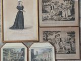 trois photos encadrées représentant des femmes en robe et une femme en robe noire