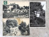 deux vieilles cartes postales représentant une femme dans un jardin