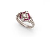 bague art déco en rubis et diamants