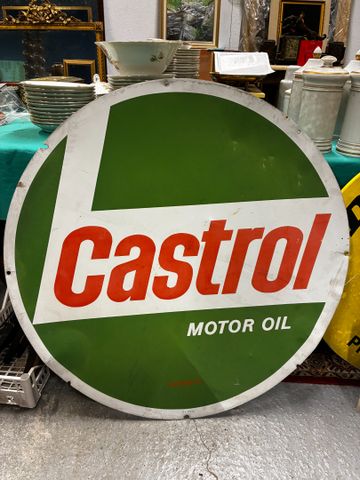 Plaque en métal peint « Castrol GTX » recto et « Castrol motor oi...