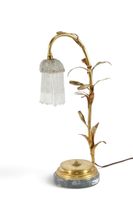 LAMPE de BUREAU en bronze, laiton et fer patiné doré. (photo 6)