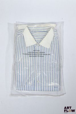 RONALD HOLLAND - Chemise à rayures blanches et bleues à manc…