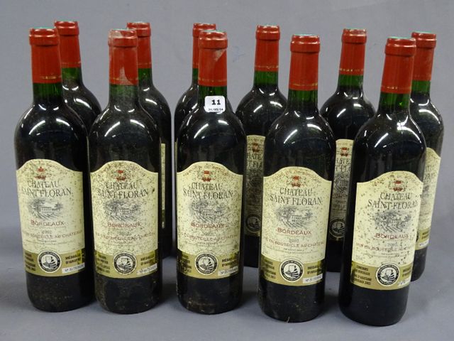 CHATEAU SAINT FLORAN : 11 bouteilles BORDEAUX, année 2002(bouteil...