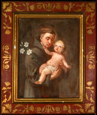 an old painting of a man holding a baby in his arms