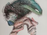 dessin représentant un homme portant un chapeau à plumes et dont on voit les mains