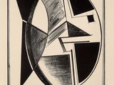 a black and white drawing of an abstract geometric design