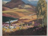 an image of a poster of a landscape with mountains in the background