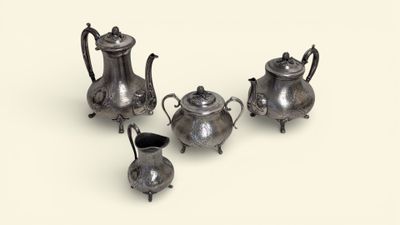 Service à thé café en métal argenté comprenant 4 pièces dont…
