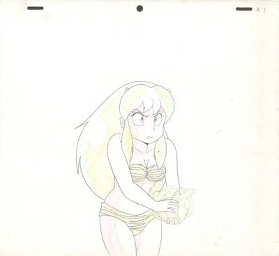 dessin humoristique représentant une femme en maillot de bain tenant une banane