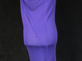 a mannequin wearing a purple dress on a mannequin stand
