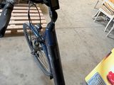 a bicycle that is parked in a garage
