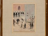 an image of a painting of people walking on a street