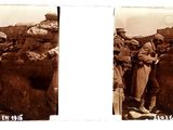 two old black and white photos of a group of men with guns