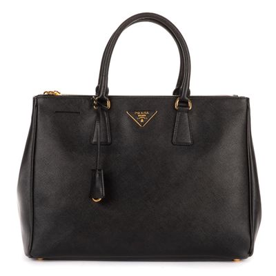 prada black leather tote bag
