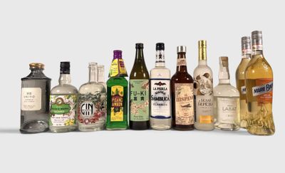 de nombreuses bouteilles d'alcool de toutes sortes alignées les unes à côté des autres