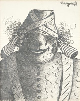 un dessin représentant un clown coiffé d'un chapeau