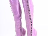purple high heeled boots with studs on the side