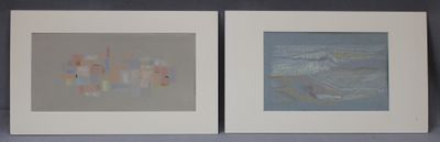 two framed pictures of a couple of paintings on a wall