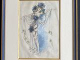 an image of a picture of a woman holding a bouquet of flowers