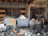 a pile of trash in the middle of a room