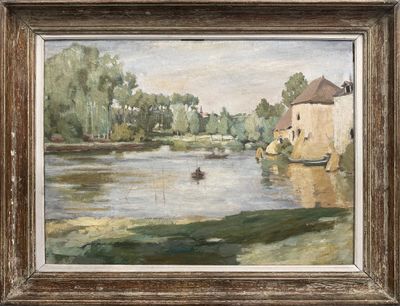 Abel PINEAU (1895-1972) - Barque sur l'eau à Villevêque Huil… - Photo 1