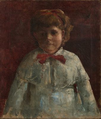 École française du XIXème siècle Portrait de fillette au noe… - Photo 1