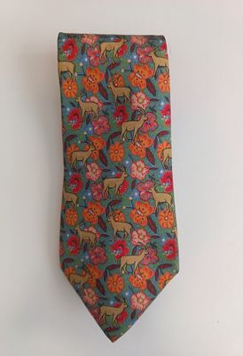 a close up of a tie on a white background