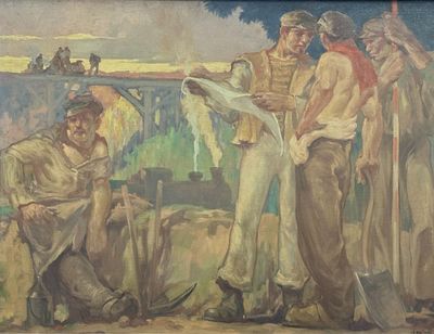 Anto CARTE (1886-1954). La Construction du chemin de fer.